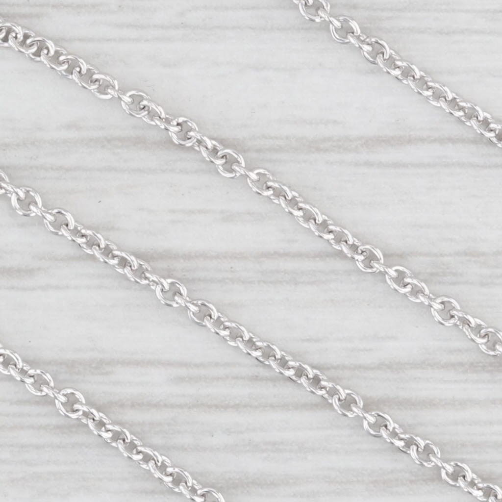 Light Gray Cable Chain Necklace 14k White Gold 15.5" 1.5mm Italy Lobster Clasp