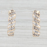 Light Gray 0.33ctw Diamond oval Hoop Earrings 10k Yellow Gold Snap Top Pierced