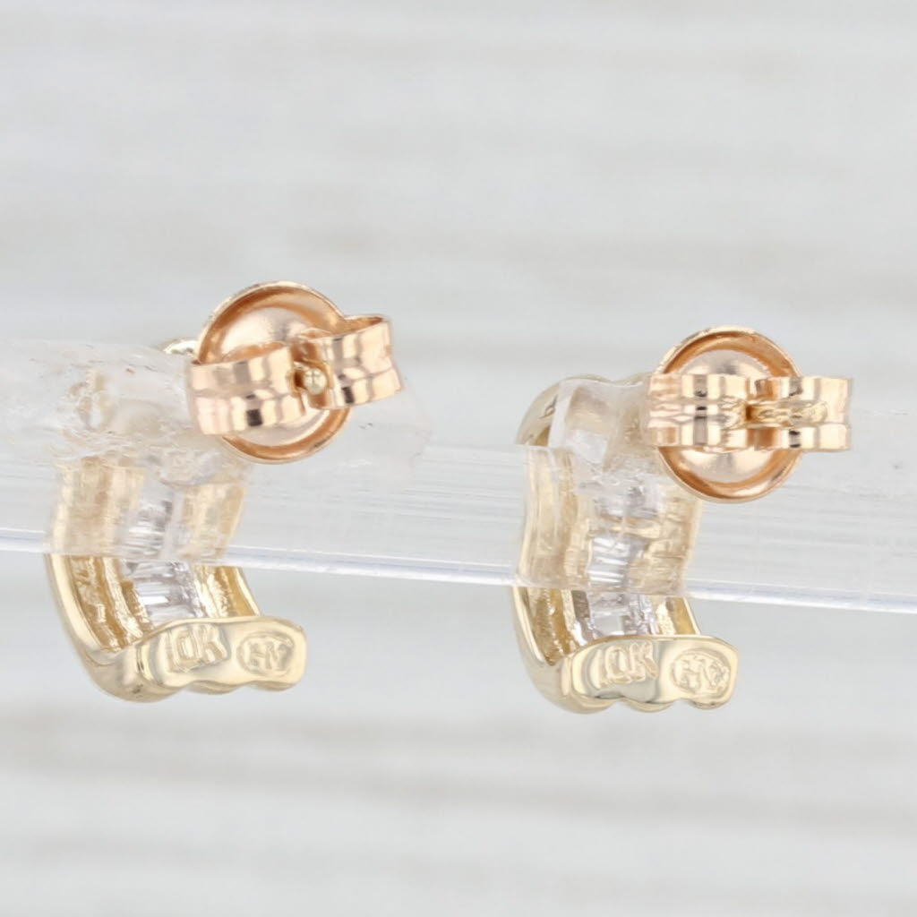 Light Gray 0.25ctw Small Half Hoop Earrings 10k Yellow Gold Studs