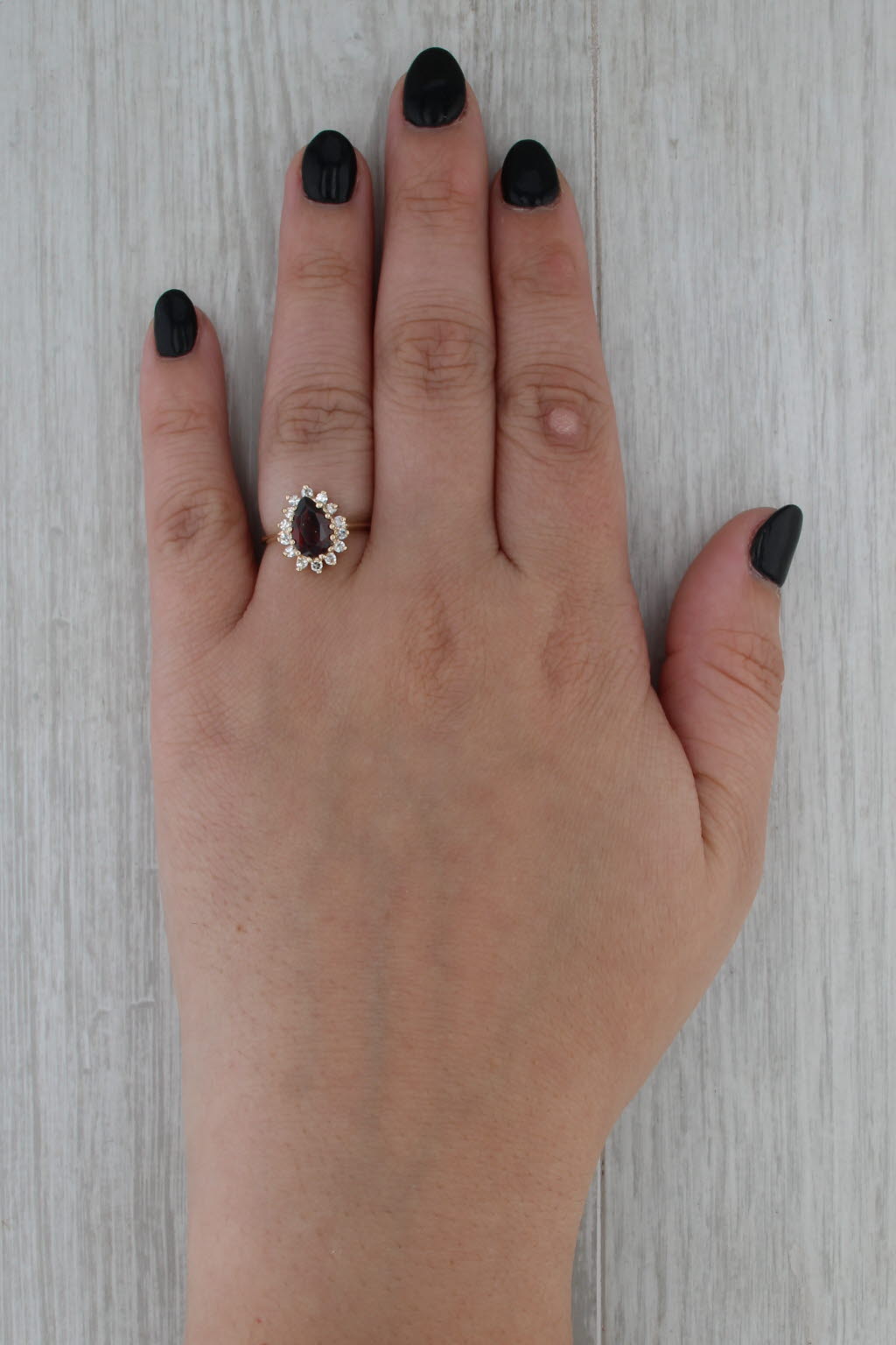 1.84ctw Pear Garnet Diamond Halo Ring 14k Yellow Gold Size 5.75
