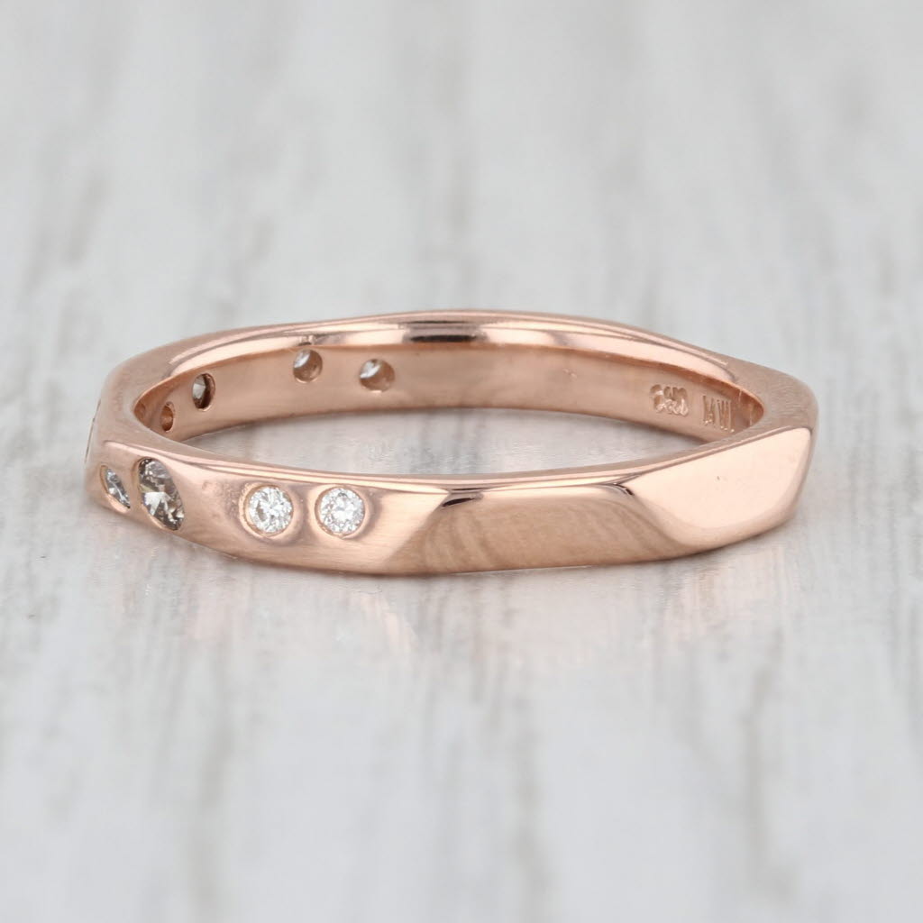 0.16ctw Diamond Wedding Band 14k Rose Gold Stackable Anniversary Ring Size 6.75