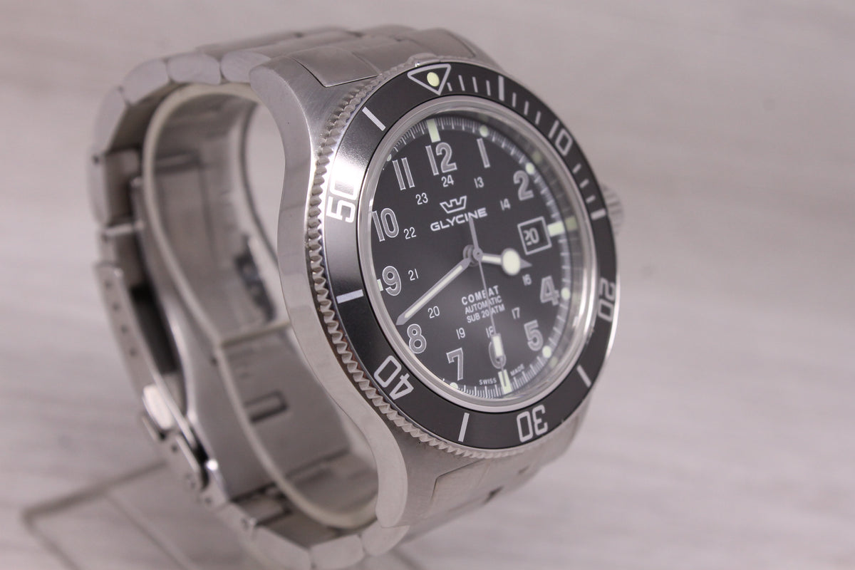 Glycine Combat 42mm Mens Automatic Swiss Watch Date Stainless Steel GL0076