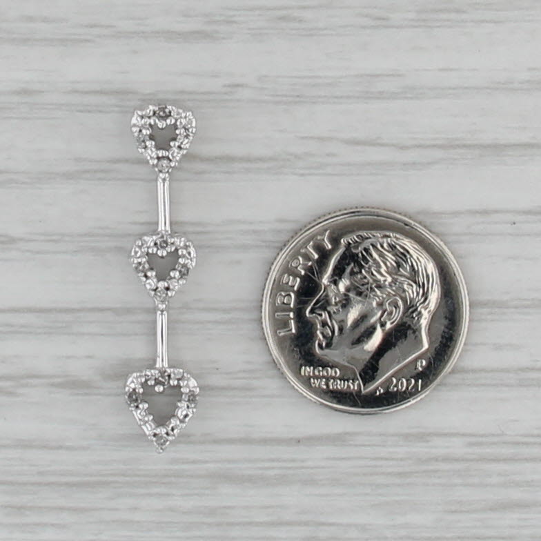 0.20ctw Diamond Hearts Pendant 14k White Gold Floating Journey Drop