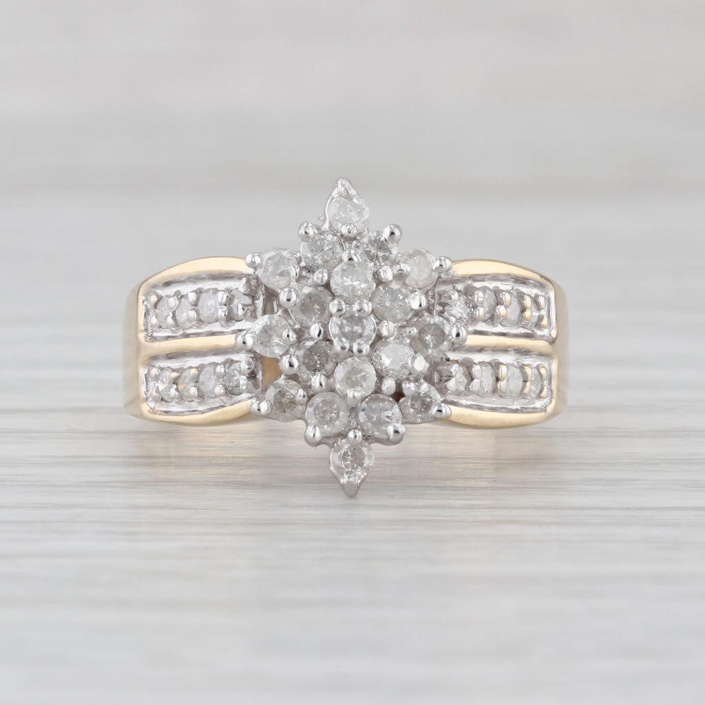 0.72ctw Diamond Cluster Ring 10k Yellow Gold Size 9 Engagement