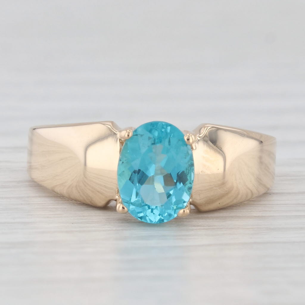 Light Gray 1ct Light Blue Apatite Oval Solitaire Ring 14k Yellow Gold Size 7