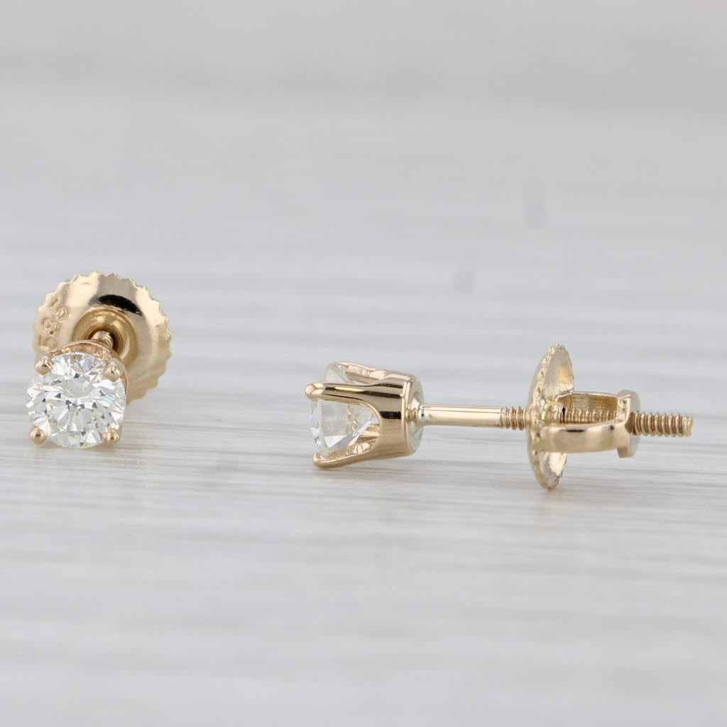 Light Gray 0.50ctw Diamond Round Solitaire Stud Earrings 14k Yellow Gold