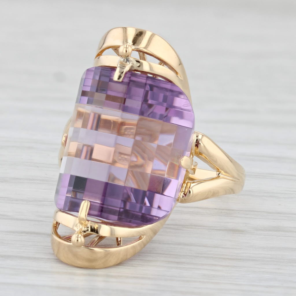 Light Gray Amethyst Solitaire Ring 18k Yellow Gold Size 7.25 Cocktail