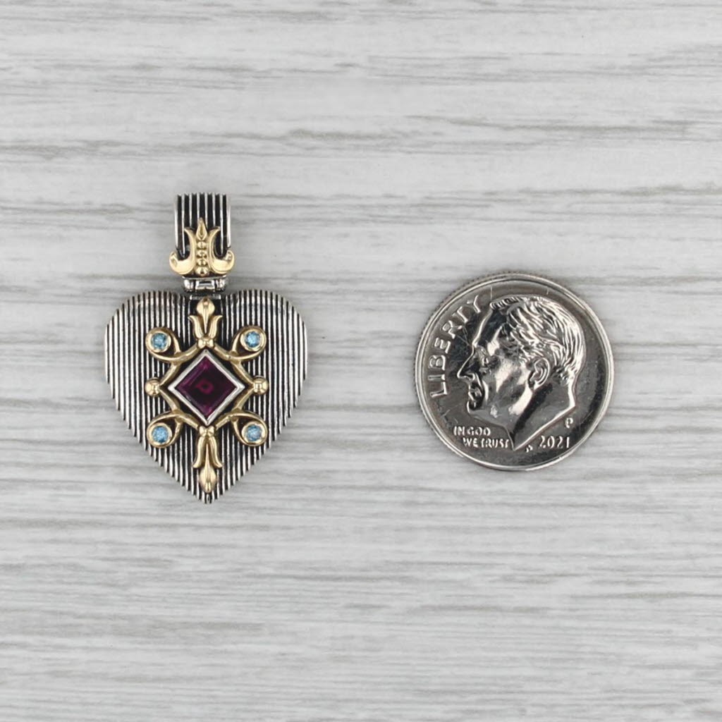 Konstantino Delos Heart Pendant 0.56ctw Diamond Garnet Sterling Silver 18k Gold
