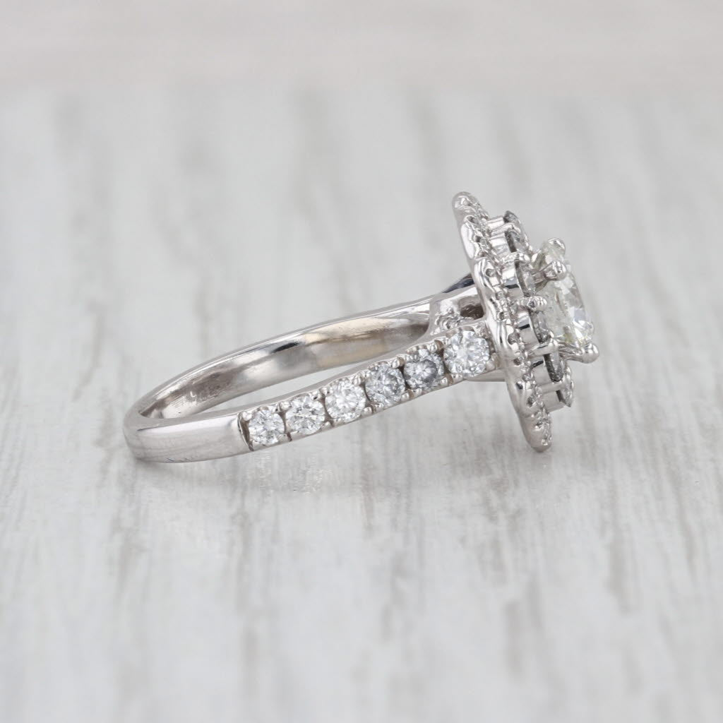 GIA Vera Wang 1.81ctw Diamond Halo Engagement Ring 14k White Gold Size 4