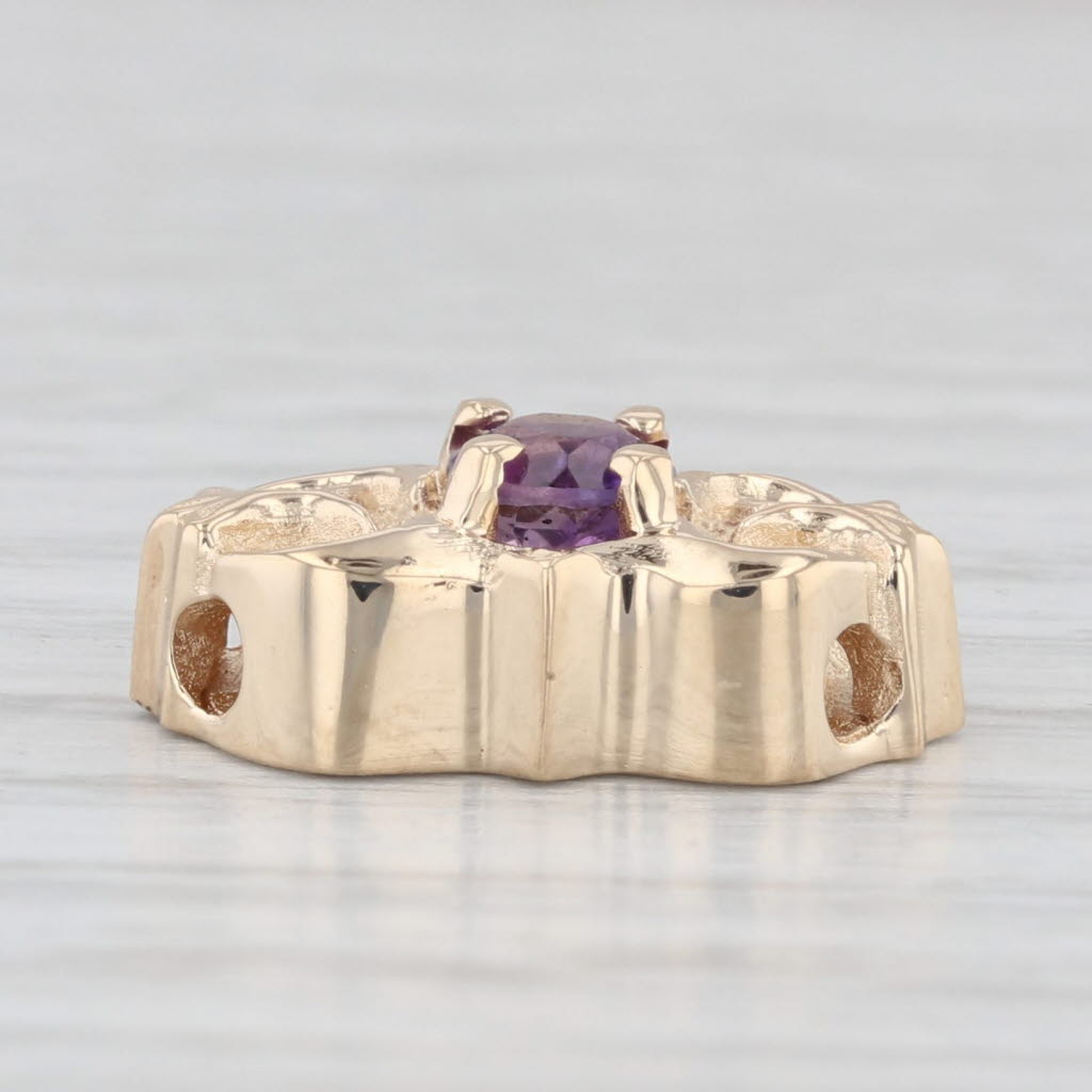 Light Gray Vintage 0.35ct Amethyst Slide Bracelet Charm 14k Yellow Gold