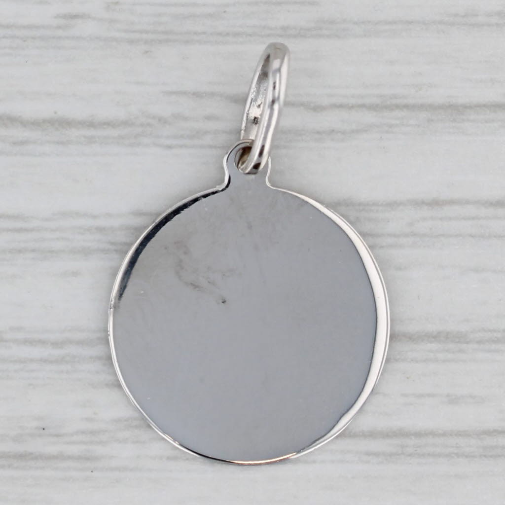 Gray Engravable Medallion Pendant 14k White Gold Charm