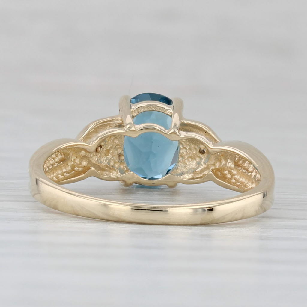 Gray 1.40ct Oval London Blue Topaz Diamond Ring 10k Yellow Gold Size 7