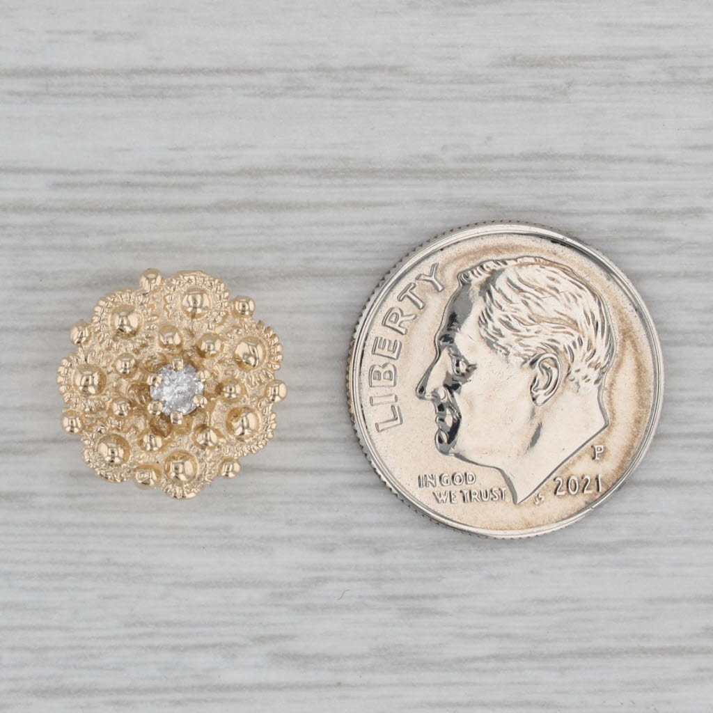 Gray Richard Glatter Diamond Flower Slide Bracelet Charm 14k Yellow Gold Vintage