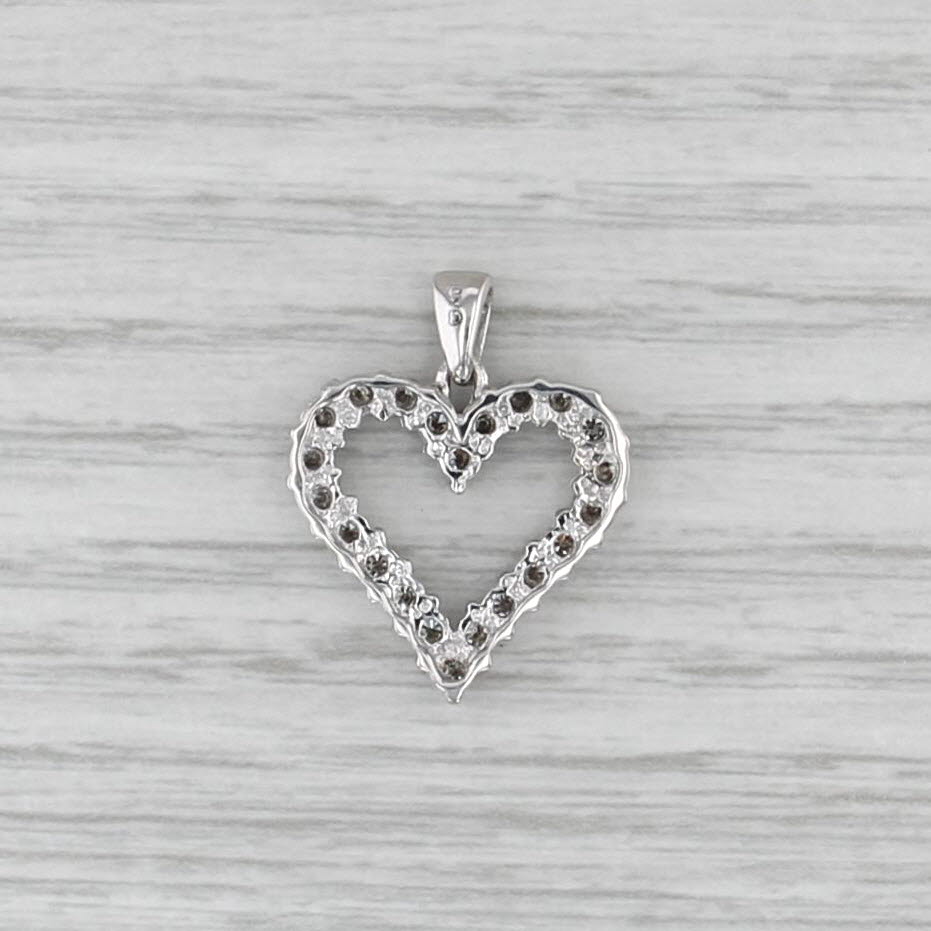 0.73ctw Diamond Open Heart Pendant 10k White Gold