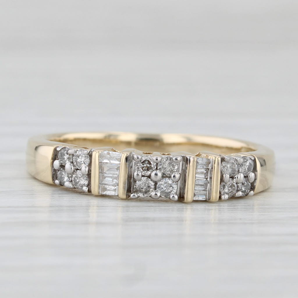 Light Gray 0.24ctw Diamond Wedding Band 14k Yellow Gold Sz 7.25 Anniversary Band Stackable