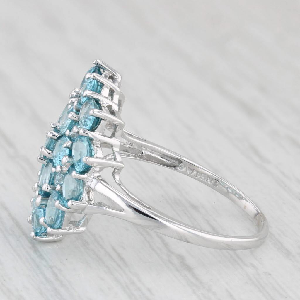 Light Gray 4.85ctw Blue Zircon Cluster Ring 10k White Gold Size 8.25 Cocktail