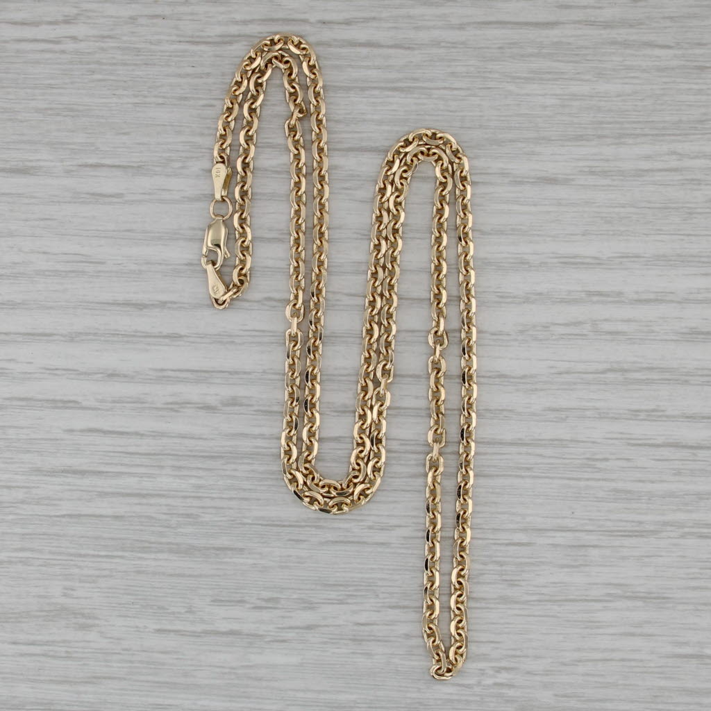 Long Cable Chain Necklace 14k Yellow Gold 24" 3.4mm