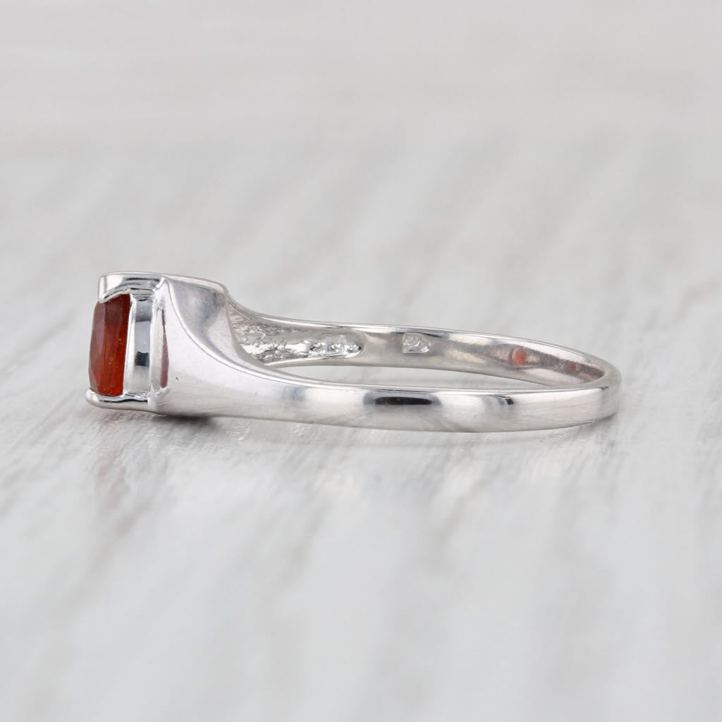0.60ct Pear Orange Tourmaline Solitaire Ring 14k White Gold Size 7