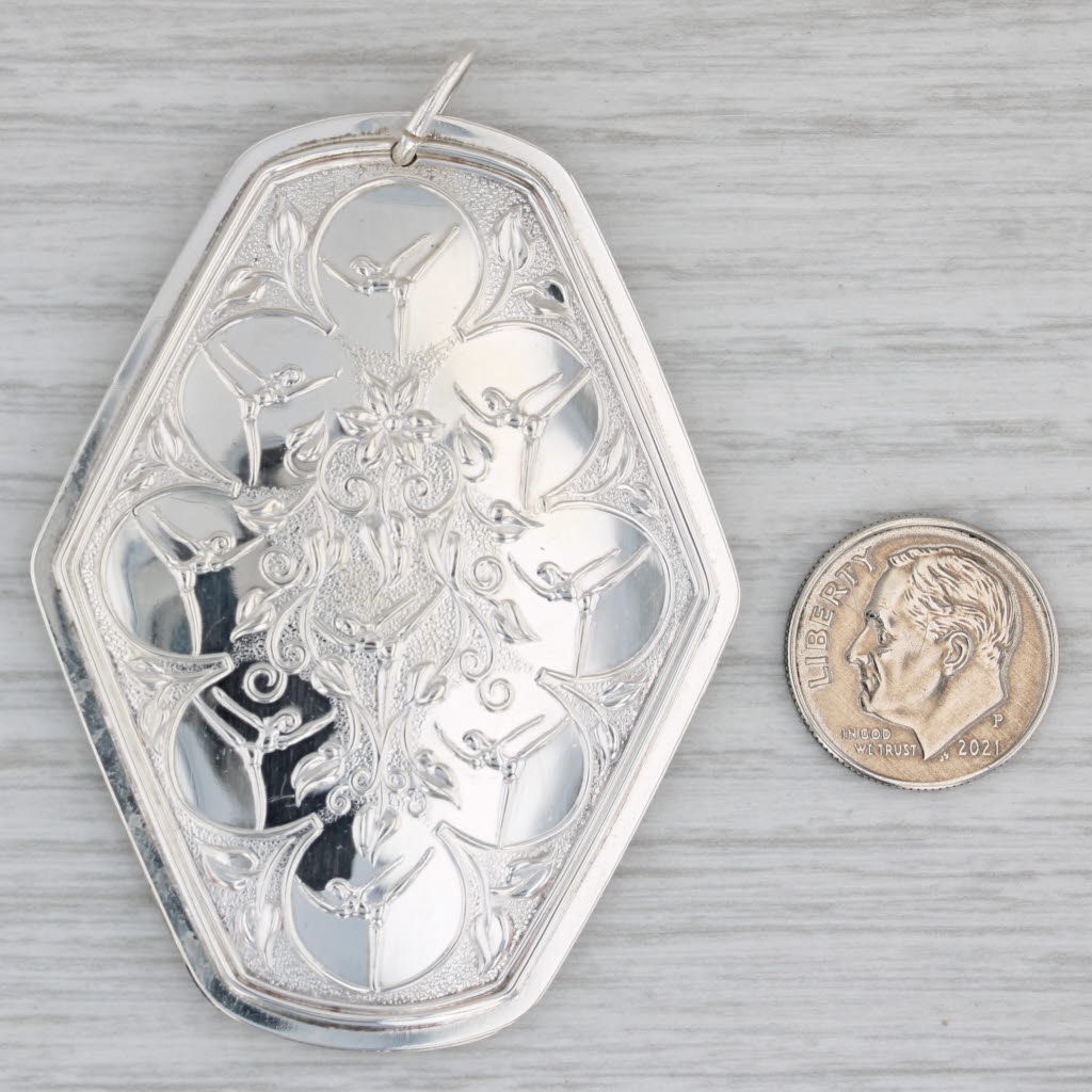 Gray 1979 Towle Floral Embossed Sterling Silver Ornament Pendant Holiday