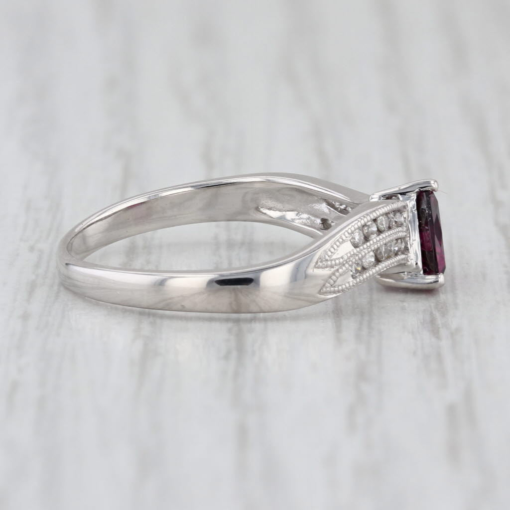 0.99ctw Grape Garnet Diamond Ring 14k White Gold Size 8.75