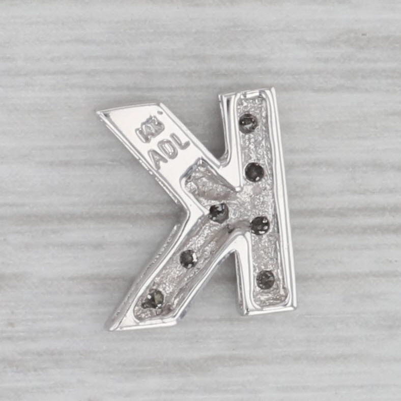 Gray Small Diamond Accented Initial Letter "K" Charm Pendant 14k White Gold