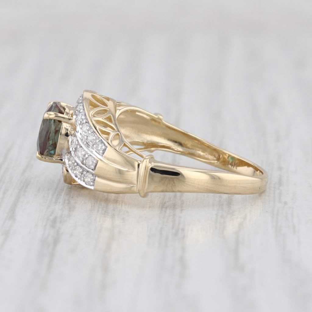 1.49ctw Andesine Labradorite Diamond Bypass Ring 14k Yellow Gold Size 8