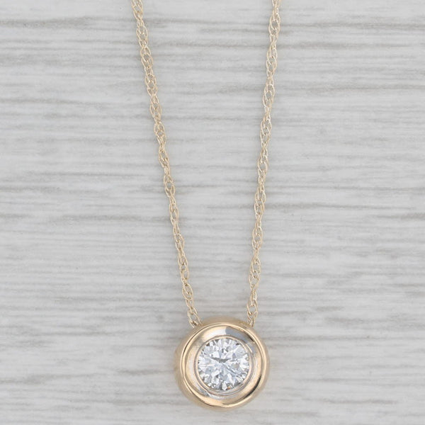 0.50ct Diamond Solitaire Pendant Necklace 14k Yellow Gold 18.5" Rope Chain