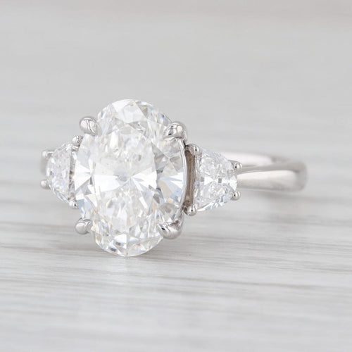 New IGI 3.49ctw Oval 3-Stone Lab Grown Diamond Engagement Ring 14k White Gold