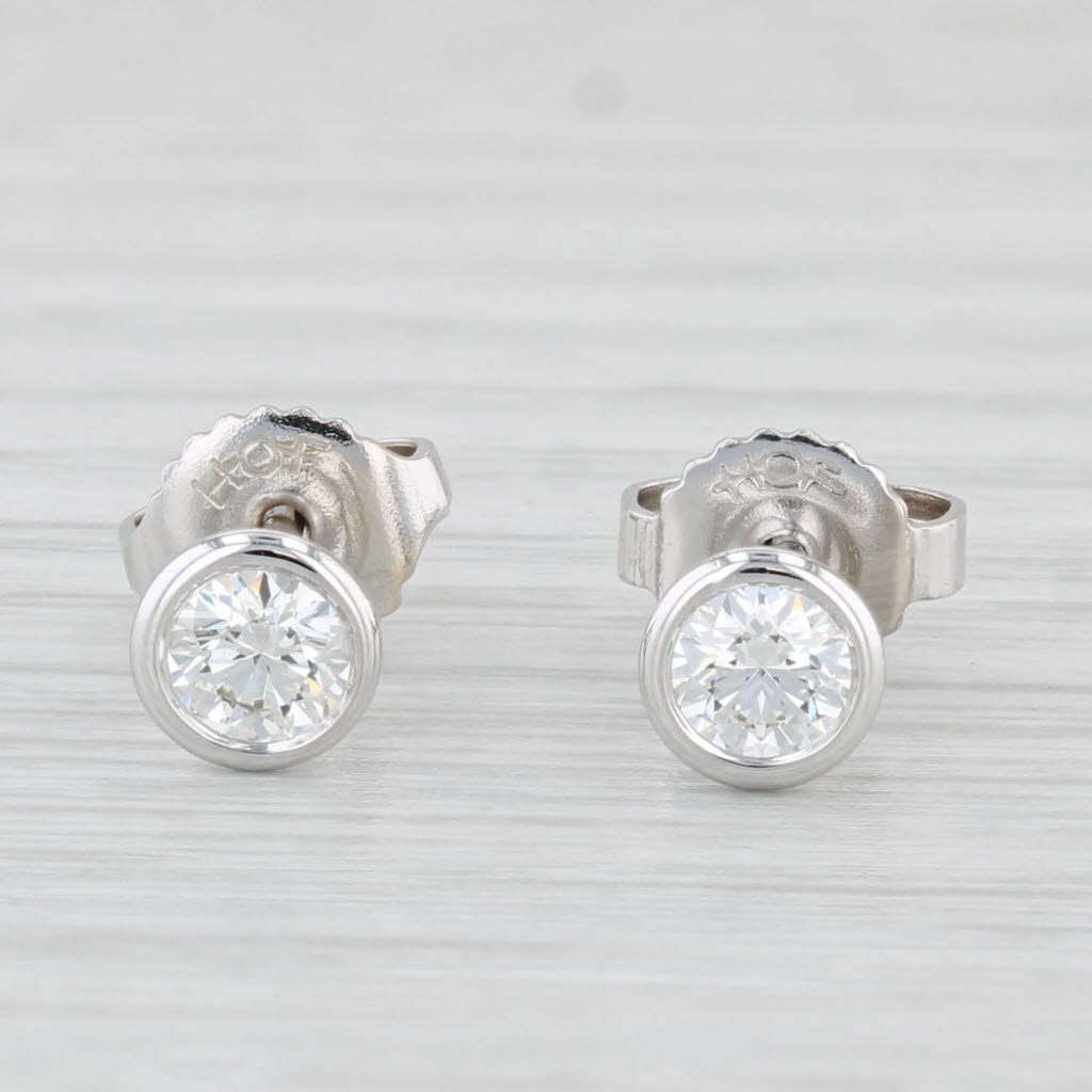 Light Gray 0.47ctw Hearts On Fire Stud Earrings 18k Yellow Gold Round Solitaire Studs