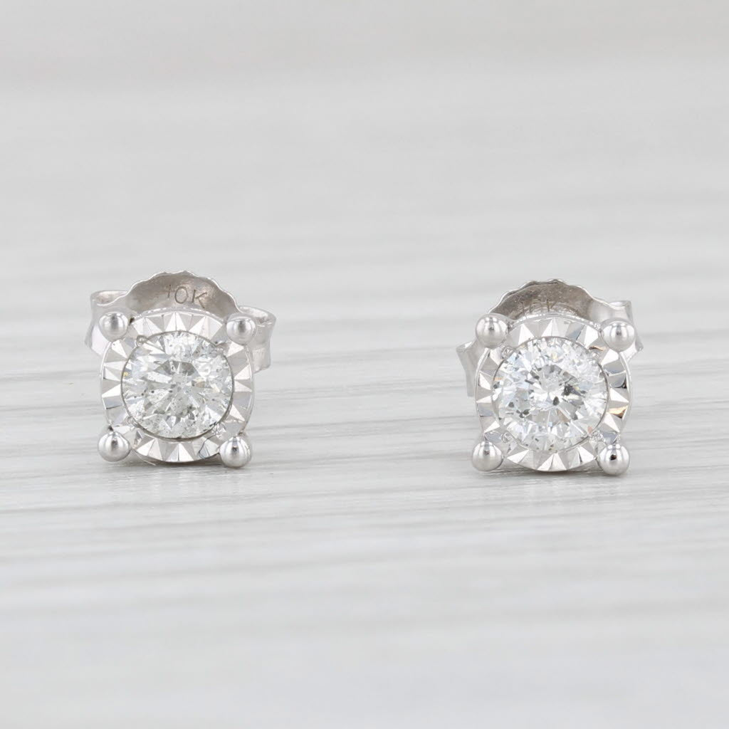 Light Gray 0.30ctw Diamond Stud Earrings 10k White Gold Round Solitaire Studs