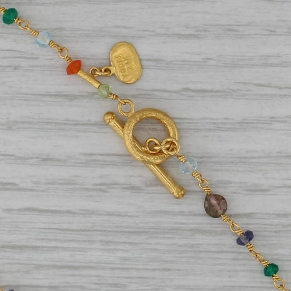 Yossi Multicolor Gemstone Bead Necklace 24k Yellow Gold 17"