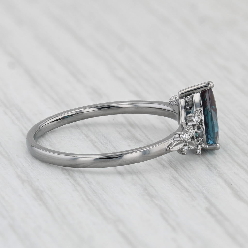 Light Gray 1.28ctw Teal Lab Created Alexandrite Cubic Zirconia Ring 10k White Gold Sz 7.75