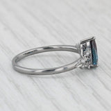 1.28ctw Teal Lab Created Alexandrite Cubic Zirconia Ring 10k White Gold Sz 7.75