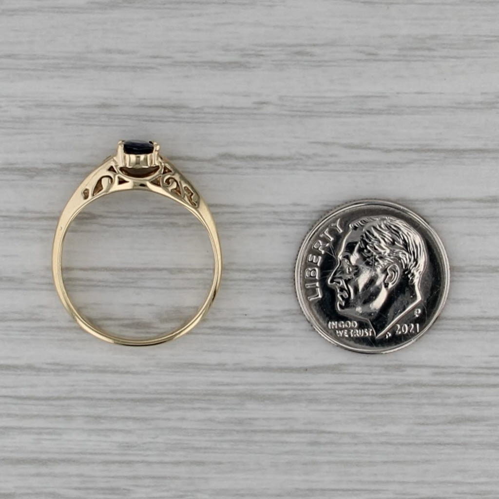 0.78ctw Oval Blue Sapphire Diamond Ring 14k Yellow Gold Size 7.5