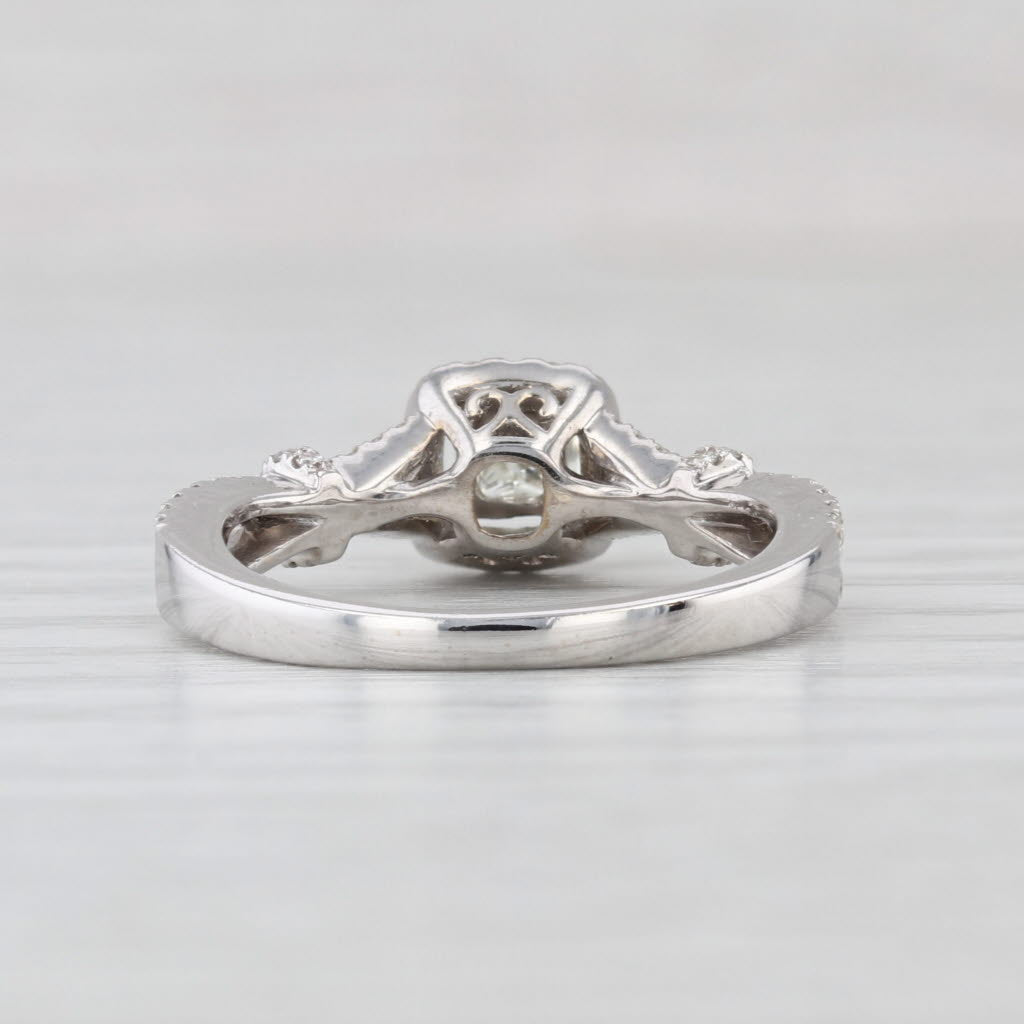 0.55ctw Princess Diamond Halo Engagement Ring 14k White Gold Size 4.75