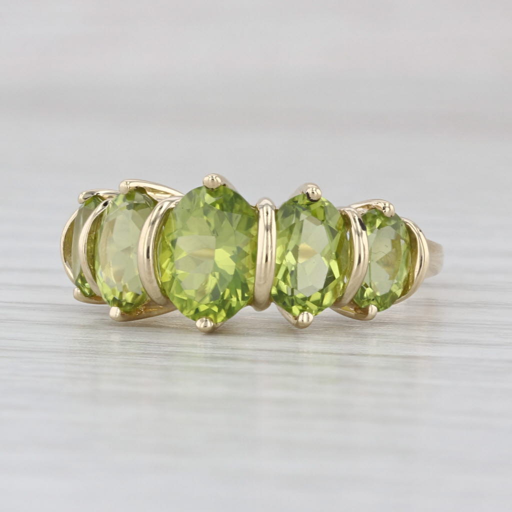 4.78ctw Peridot 5-Stone Ring 14k Yellow Gold Size 7.5