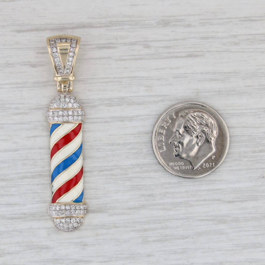 0.30ctw Diamond Barbershop Pendant 10k Yellow Gold Enamel