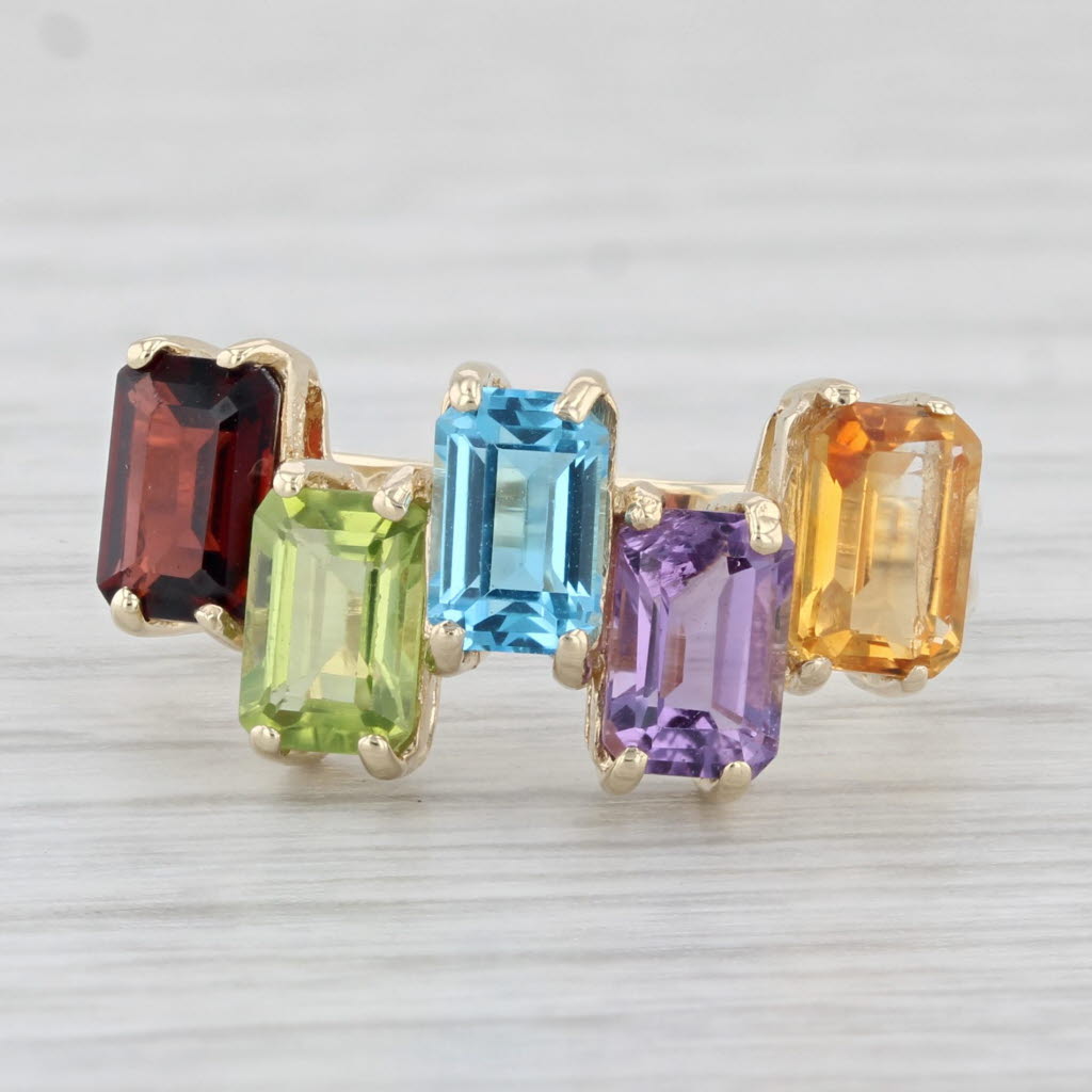 Light Gray 3.22ctw Gemstone Ring 10k Gold Size 7.25 Garnet Peridot Topaz Citrine Amethyst