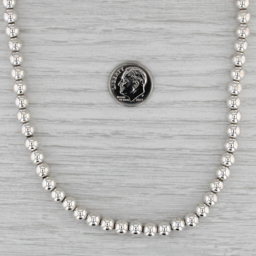 Vintage Southwestern Bead Chain Necklace Sterling Silver Hook Clasp 29.5" 6mm