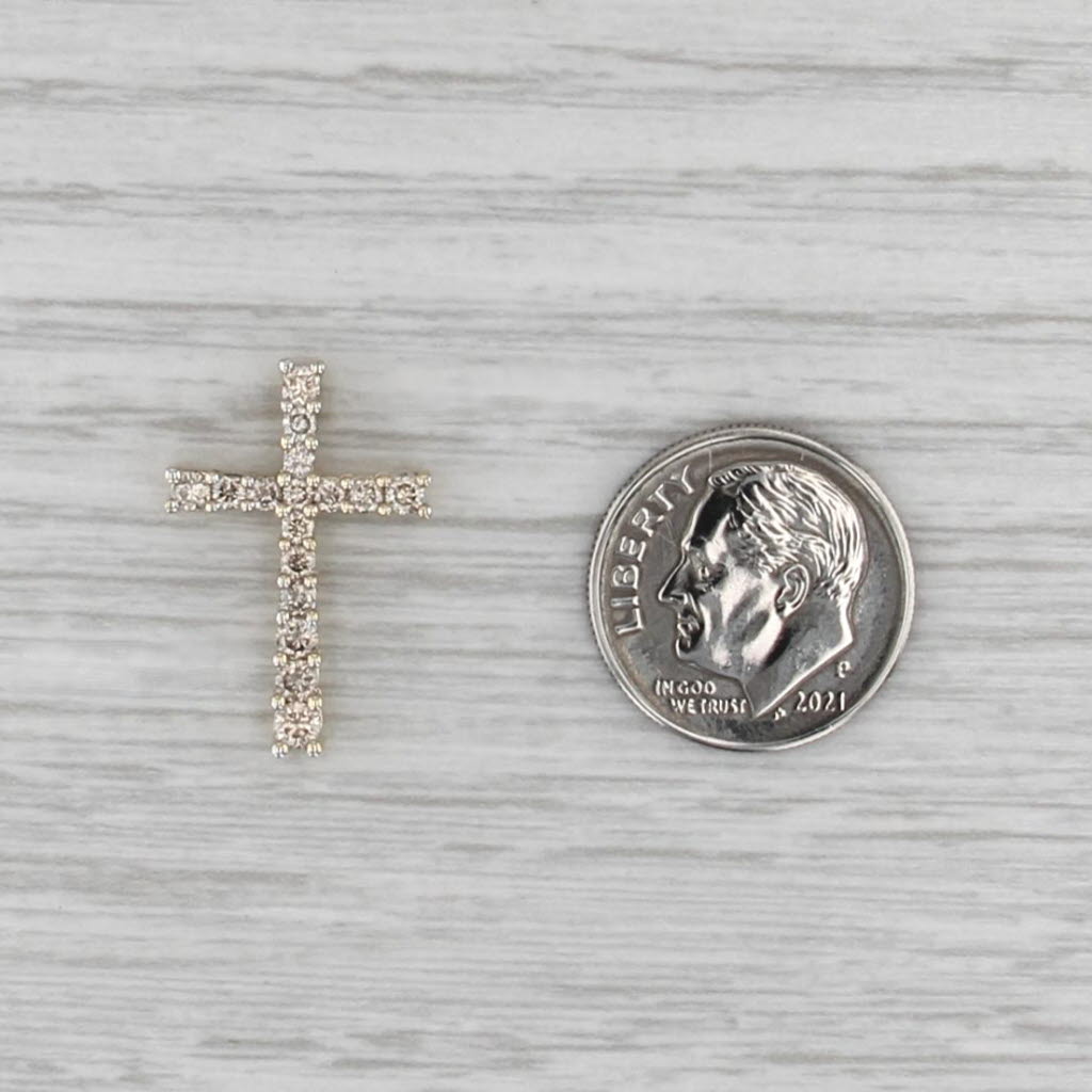 0.40ctw Champagne Diamond Cross Pendant 10k Yellow Gold