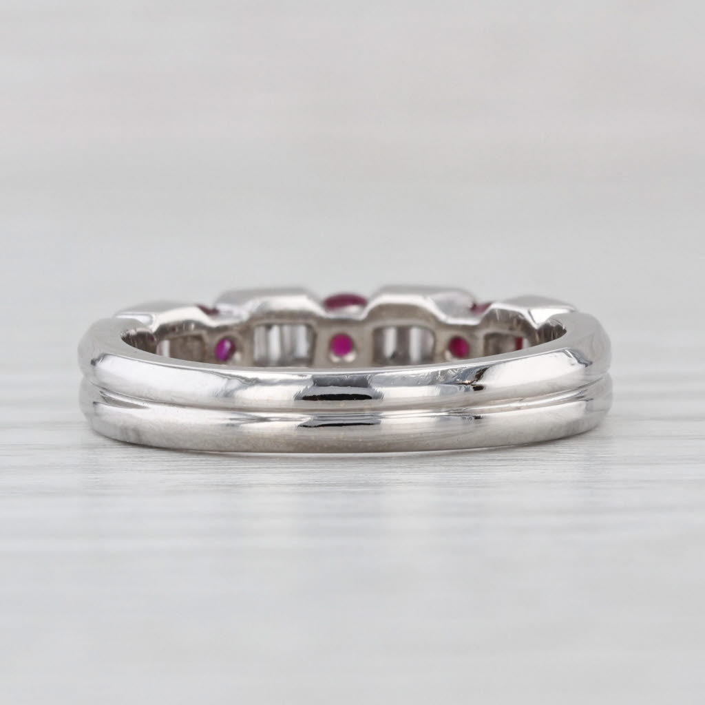 0.63ctw Ruby Diamond Ring 14k White Gold Size 6.75 Stackable Wedding Band