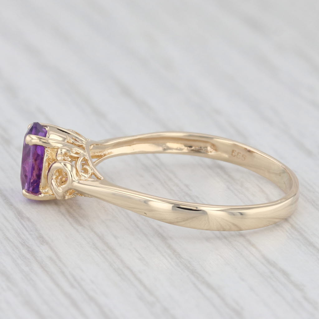 Light Gray 1ct Oval Amethyst Solitaire Ring 14k Yellow Gold Size 10.5