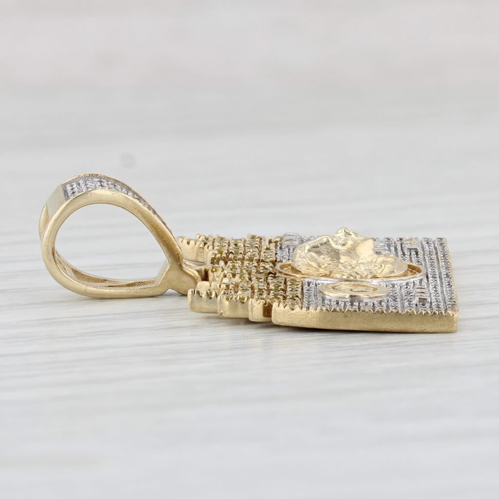 Light Gray 0.32ctw Diamond 100 Dollar Bill Pendant 10k Gold Statement