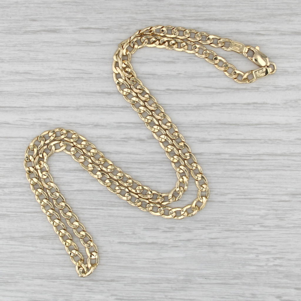 Curb Chain Necklace 18k Yellow Gold Italian 20" 4.6mm