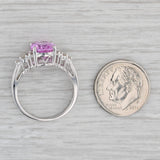 3.54ctw Oval Lab Created Pink Sapphire Diamond Ring 10k White Gold Size 7