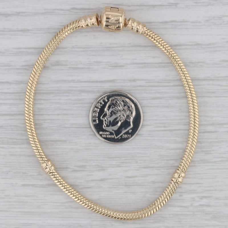 Gray Pandora Moments Gold Clasp Charm Bracelet 550702 14k Yellow Gold 7.5" 19cm