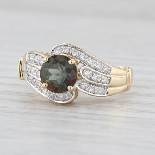 1.49ctw Andesine Labradorite Diamond Bypass Ring 14k Yellow Gold Size 8