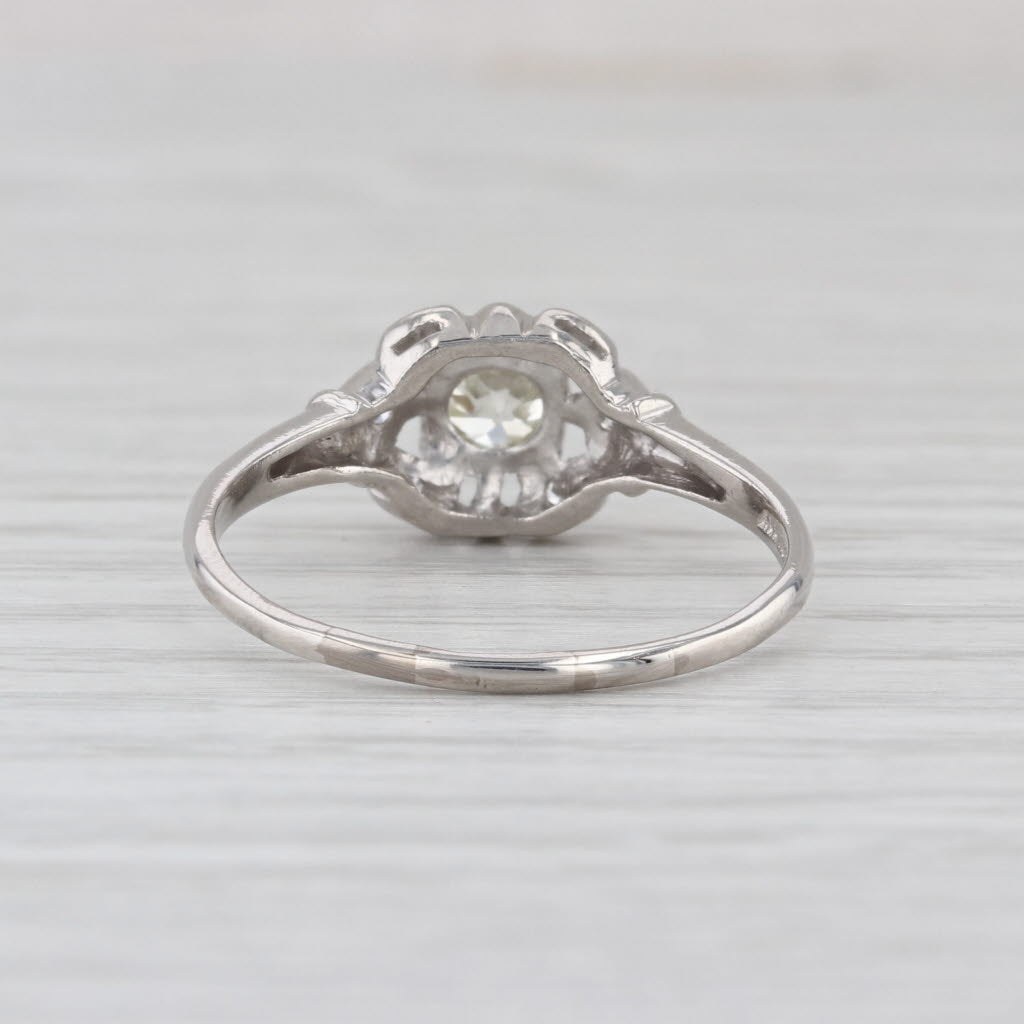 Art Deco 0.51ctw Old European Diamond Engagement Ring 900 Platinum Size 10.25