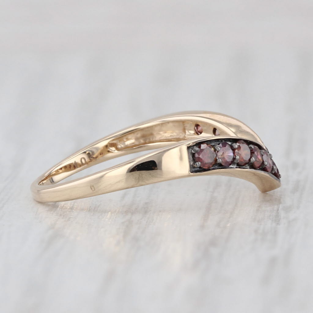 0.38ctw Purple Diamond Contoured Ring 10k Gold Size 6 Stackable Guard COA