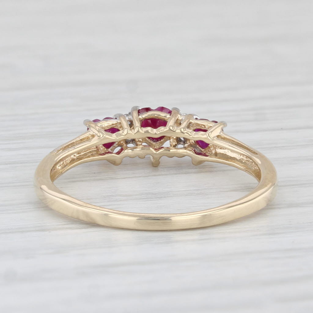 Light Gray 0.50ctw 3-Stone Heart Ruby Ring 10k Yellow Gold Size 7.25 Stackable